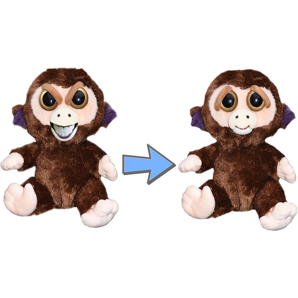Feisty Pets Rangs Grin Monkey Plush Toy Expression Changing 30cm Soft Stuffed Animal