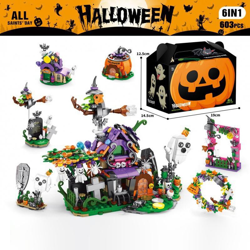 Halloween Ghost Haunted House Cat Decoration DIY Magic Night Pumpkin Candy House Model Ornaments Birthday Gifts For Children