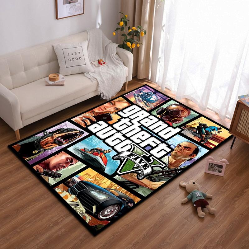 Grand Theft Auto V Game Art Rug Design. Non-slip rug suitable for living room and bedroom sofas sofas.