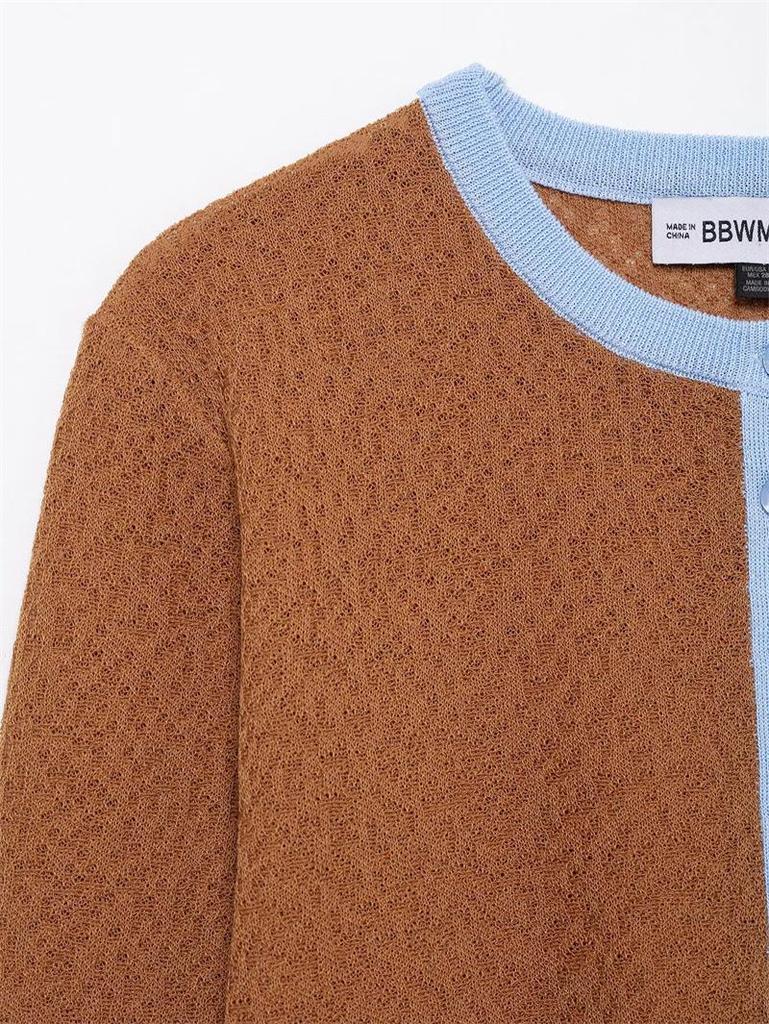 TAOP&ZA Jarní/Letní Dámský Ležérní Jednořadý Pletený Kardigan s Patchworkem