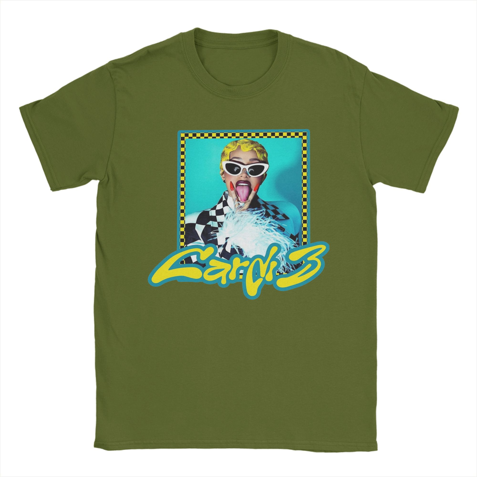 Rapper Cardi B T-Shirts for Men  Humor Cotton Tee Shirt Round Neck Short Sleeve T Shirt Plus Size Tops 4XL