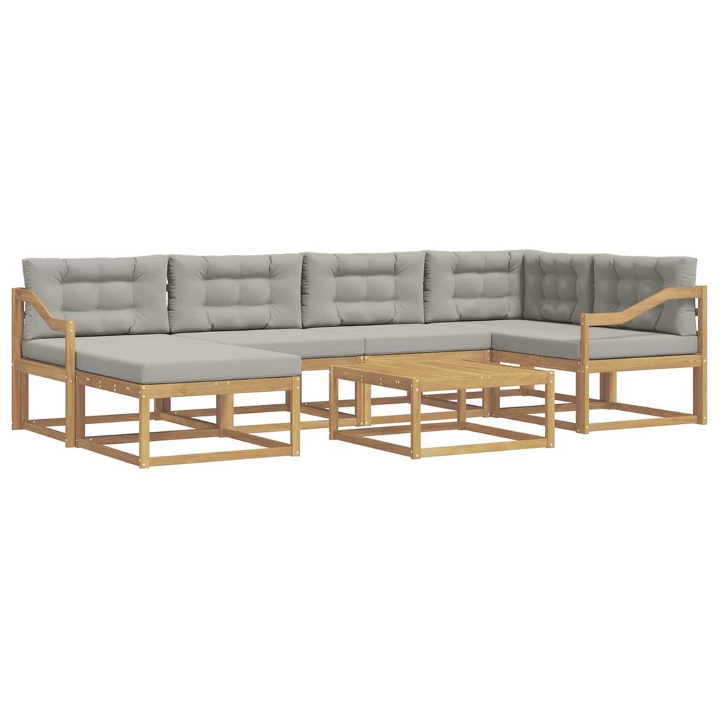 Outdoor Sofa Set 7 pcs White and Light Grey
