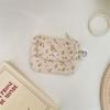 Cute Corduroy Coin Purse Fashion Floral Print Heart Snap Button Mini Wallet for Student School Carry Change Jewelry Storage