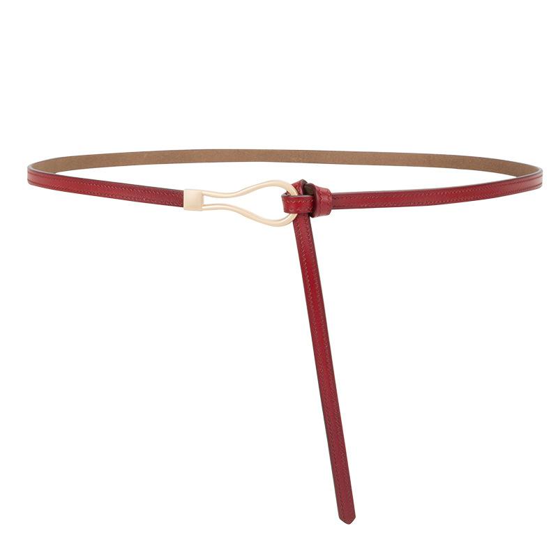 Four Seasons Available New Women'S Leather Thin Belt With No Hole Design Decorative Belt Waist Seal Dress Versatile Two Layer Leather Belt