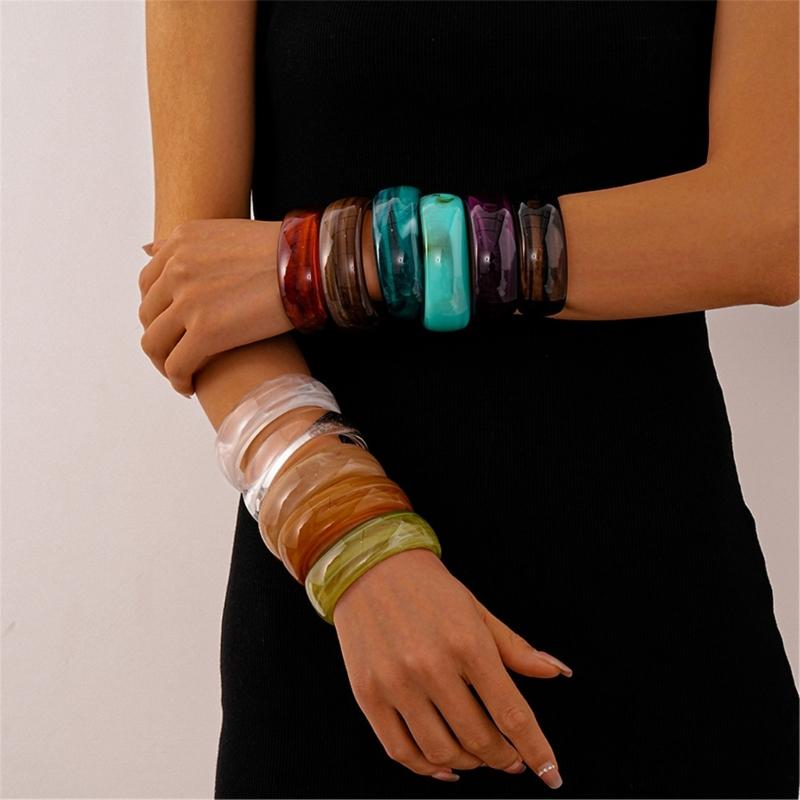 Bracciali Bangle in Acrilico Bangle Rotondo Largo Gioielli Eleganti Accessorio di Moda Artistico Adatto per Donne alla Moda Regalo