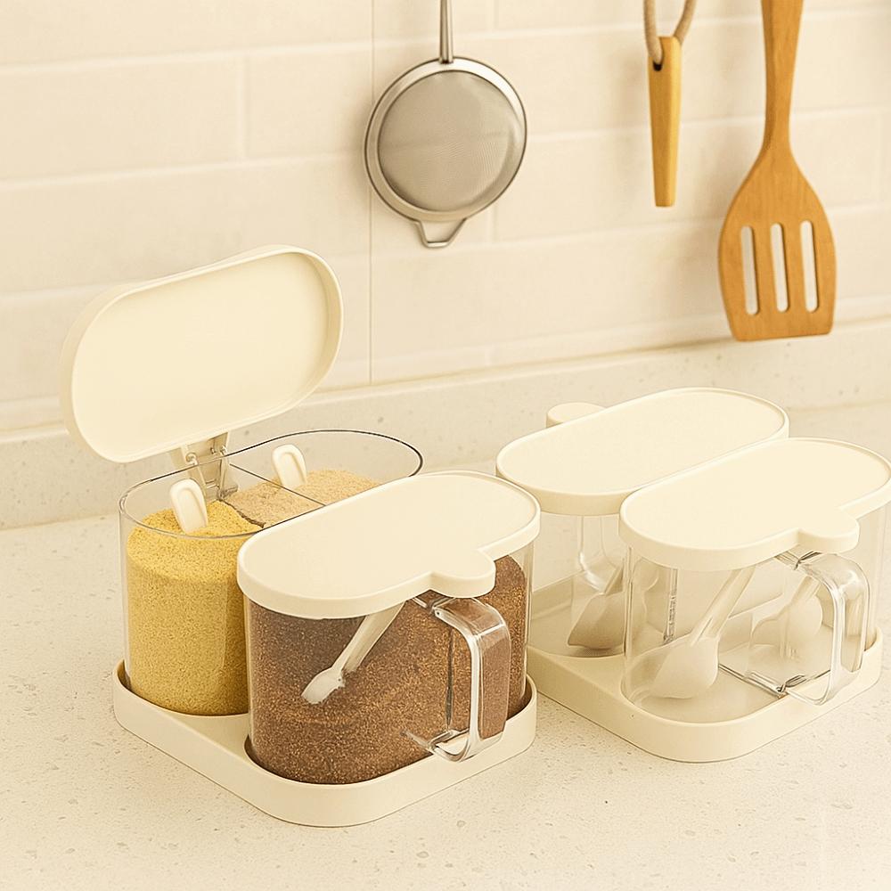 Sealed Rotatable Seasoning Box Plastic Sugar and Salt Container  Kitchen