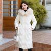 Wind coat big fur collar down cotton clothes women's long over the knee winter new waist cotton-padded coat batch