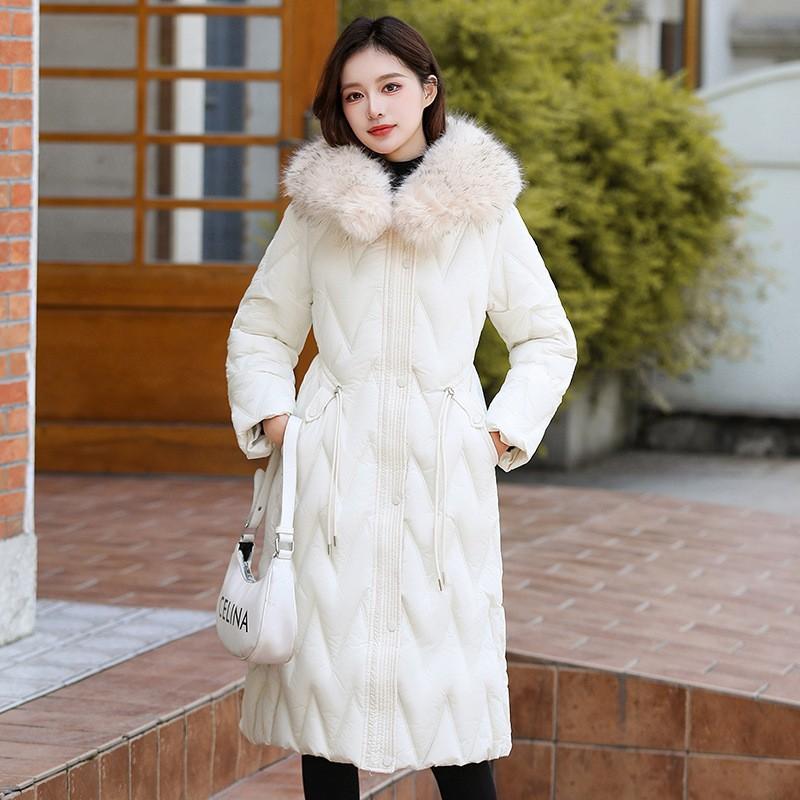 Casual Fur Collar Down Cotton-padded Jacket Women's Winter Long Puffer Jacket Parkas Female Outwear