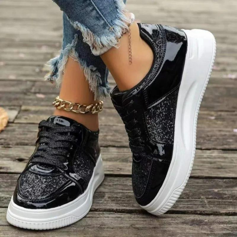 

newТолстая подошва с пайетками модные модные туфли для скейтбординга Повседневная спортивная обувь с высокой дышащей подошвой Легкие туфли для пар 43