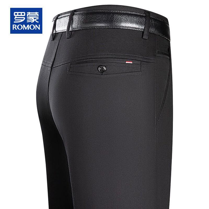 ROMON Men s Silk Blend Straight-Leg Casual Trousers 35