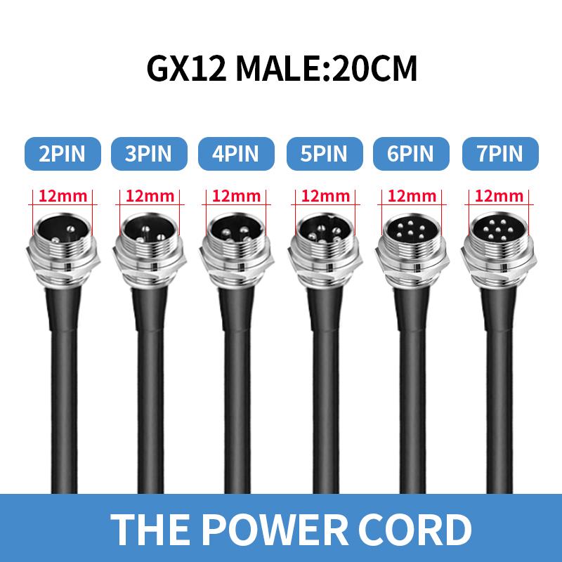 

1PCS GX12 Auto Waterproof Connectors 2-7 Pins with Power Cable Line Socket Plug—Suitable for Industrial Machinery and Equipment 2P