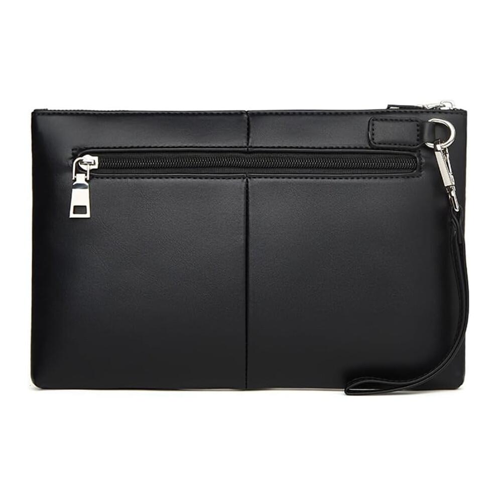 Casual Men's Clutch Bag Black PU Leather 25x2x17 cm Stylish Organizer for Essentials