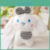 Soft Fluffy Plush Bunny Keychain With Bow Sweet Floral Print Bag Charm 12cm