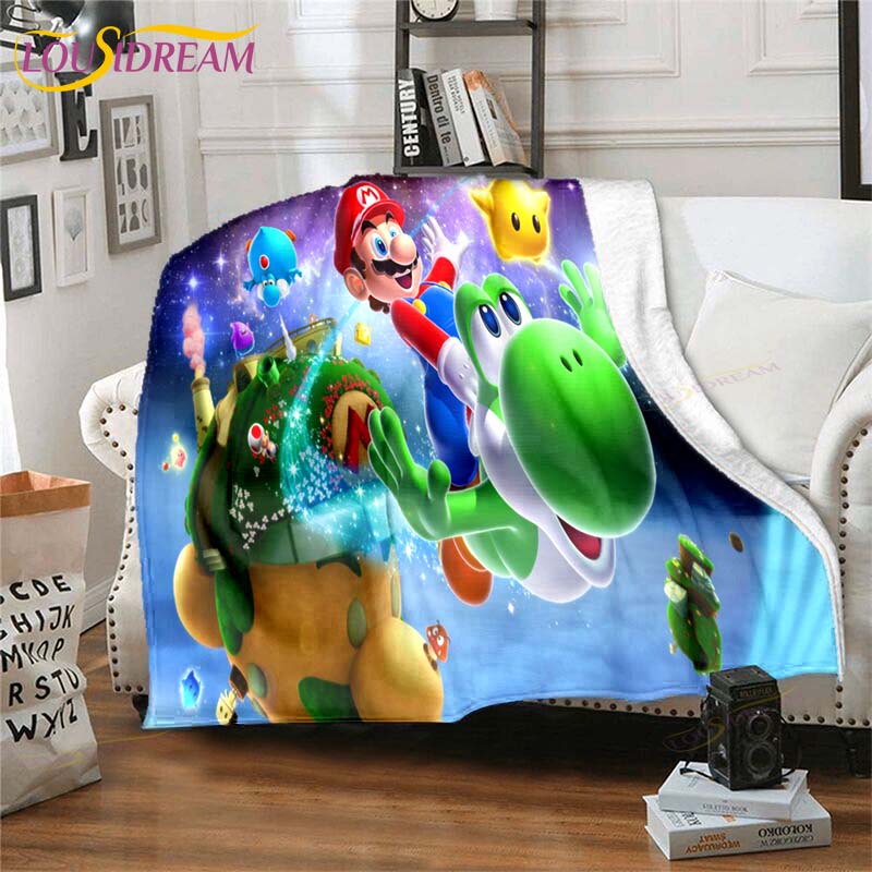 Mario Bros Blanket High Quality Flannel Warm Soft Plush on The Sofa Bed Blanket Suitable for Air Conditioning Blanket