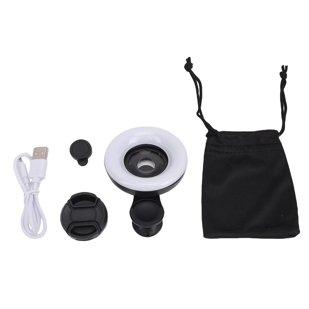 Phone Macro Lens with LED Fill Light 15X High Definition Lens for Eyelashes Jewelry Detail Photography