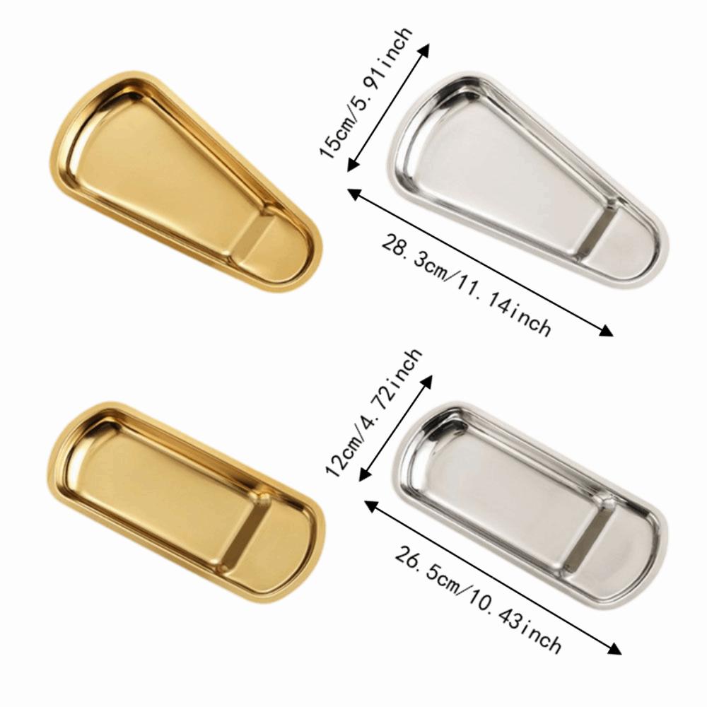 Irregular Outline Condiment Serving Tray Mirror Polished Metal Storage Tray  Kitchen Use