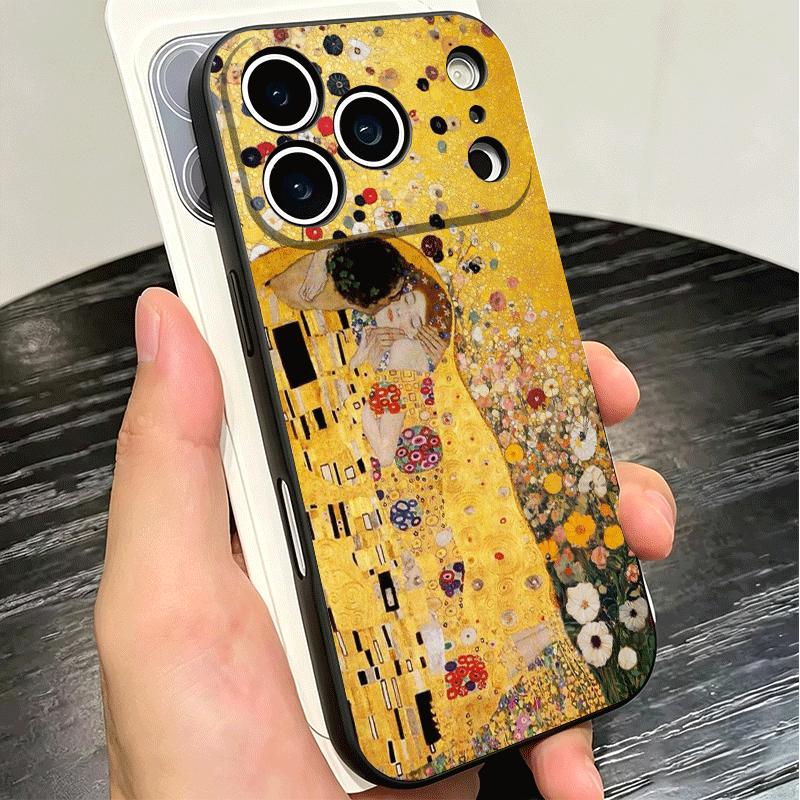 Kiss By Gustav Klimt Art Soft Phone Case for iPhone 16 16E 17 Air 15 Pro Max 14 Plus 13 Mini 11 12 7 Black Cover Back Shell