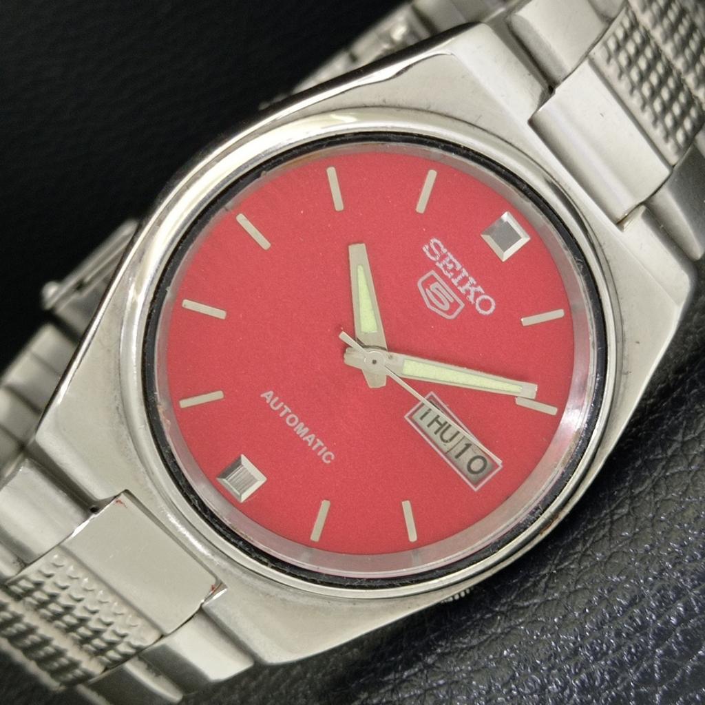 GENUINE VINTAGE SEIKO 5 AUTOMATIC JAPAN 7009A MENS RED DIAL WATCH a701400-5 R206a-a701400