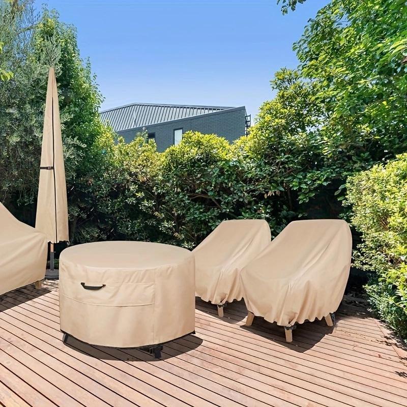 2PCS Outdoor Chair Protective Cover Oxford Cloth Chair Cover Khaki Waterproof Chair Covers 2-Pack Durable Outdoor Seat Protectors