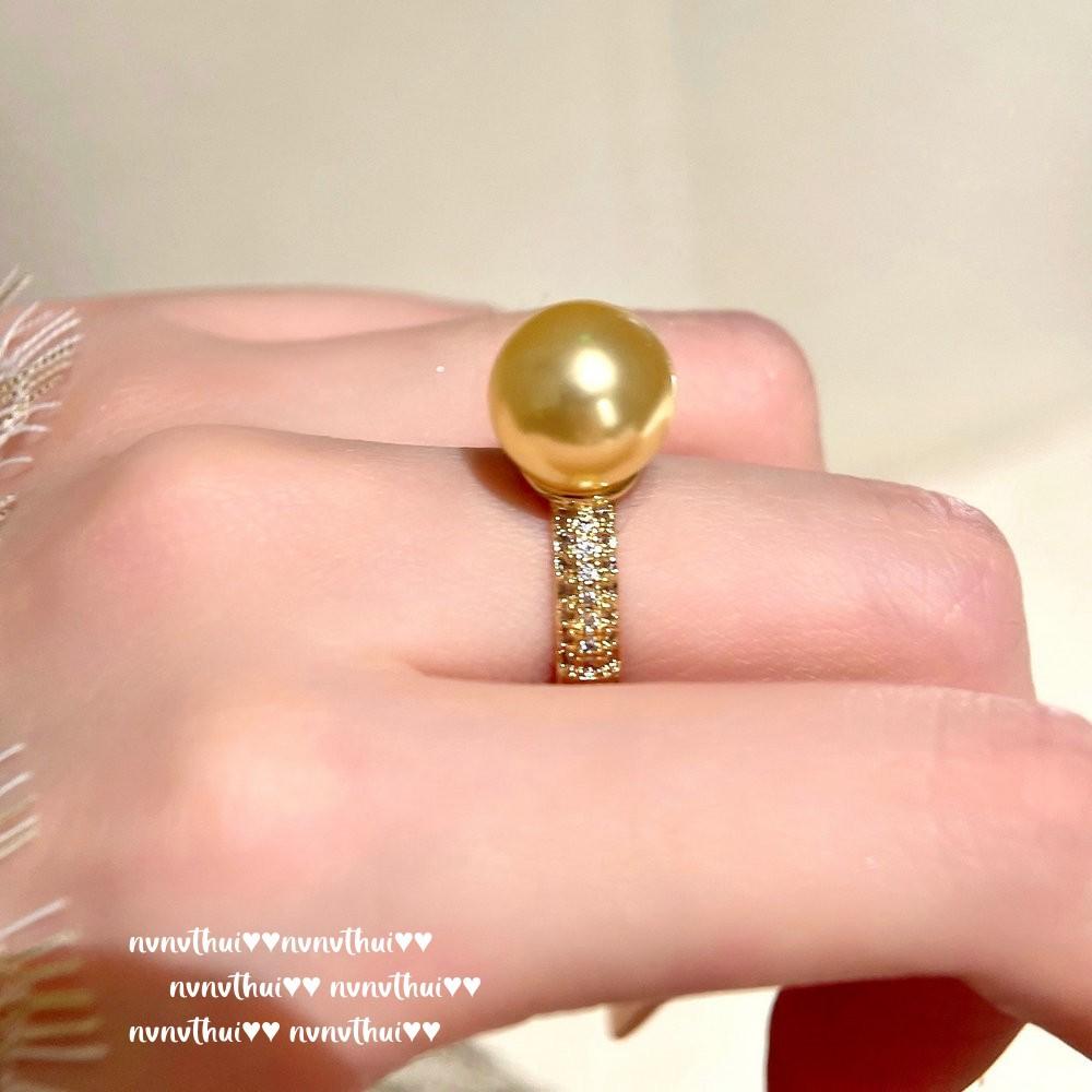 Philippine Tea Gold Butterfly Pearl Necklace, Nanyang Gold Bead Butterfly Zircon Bead Earrings, Ring Set