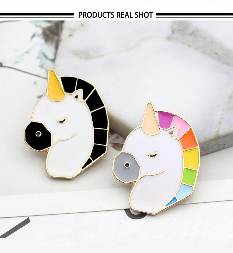 Unisex Cute Cartoon Brooches Elegant Cartoon Animal Horse Head Breastpin Birthday Xmas Gift
