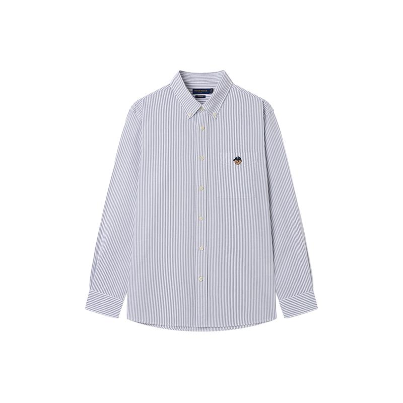 Teenie Weenie Men's American Casual Striped Oxford Long-Sleeve Shirt
