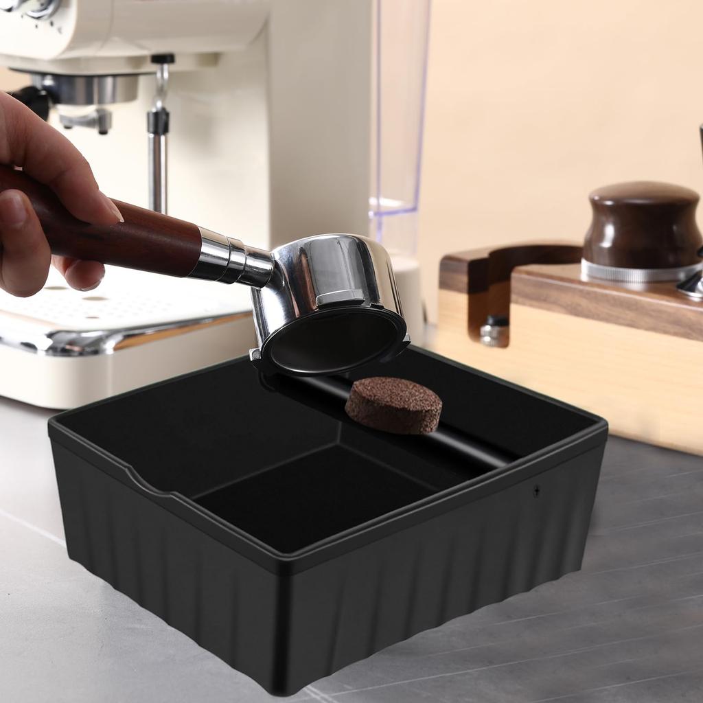 Coffee Knock Box, ABS Coffee Grounds Knock Box, Espresso Knock Box with Knock Bar and Non-Slip Rubber Base, Shock Absorbent Durable Barista Espresso