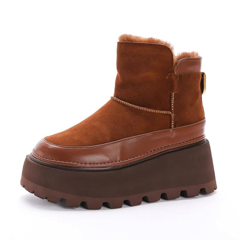 Πλατφόρμα Γυναικεία Χιονιού Μποτάκια Μέχρι τον Αστράγαλο Σουέτ Desogner Κοντή Βελούδινη Βαμβακερή Μεσαία Τακούνια Παπούτσια 2025 Τάση Χειμώνας Ζεστά Άνετα Botas De Mujer