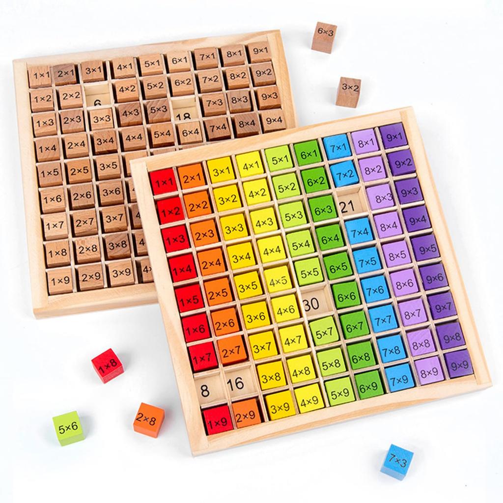 Wooden Educational Toy Multiplication Table, Multiplication Table Training Puzzle, Multiplication Educational Toy (Various Colors)
