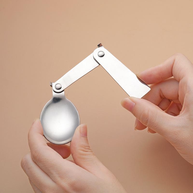 304 stainless steel folding spoon creative three folding spoon outdoor travel eating spoon camping spoon portable tableware