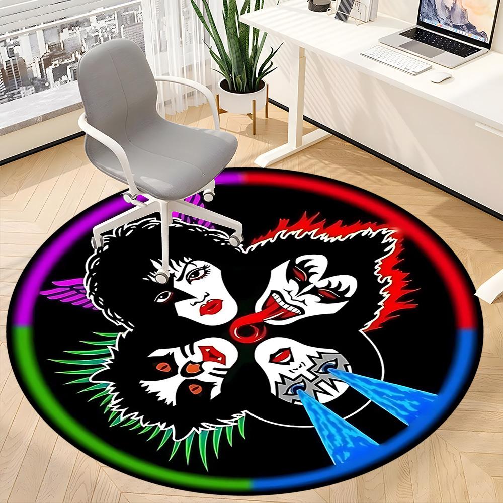 1pc KISS Band Office Round Area Rug, Under Office Chairs Bedroom Living Room Home Decor a1016261