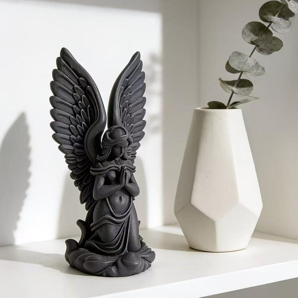 3D Printed Angel Figurine Exquisite Angel Ornament Bookshelf Decor Winged Sculpture Home