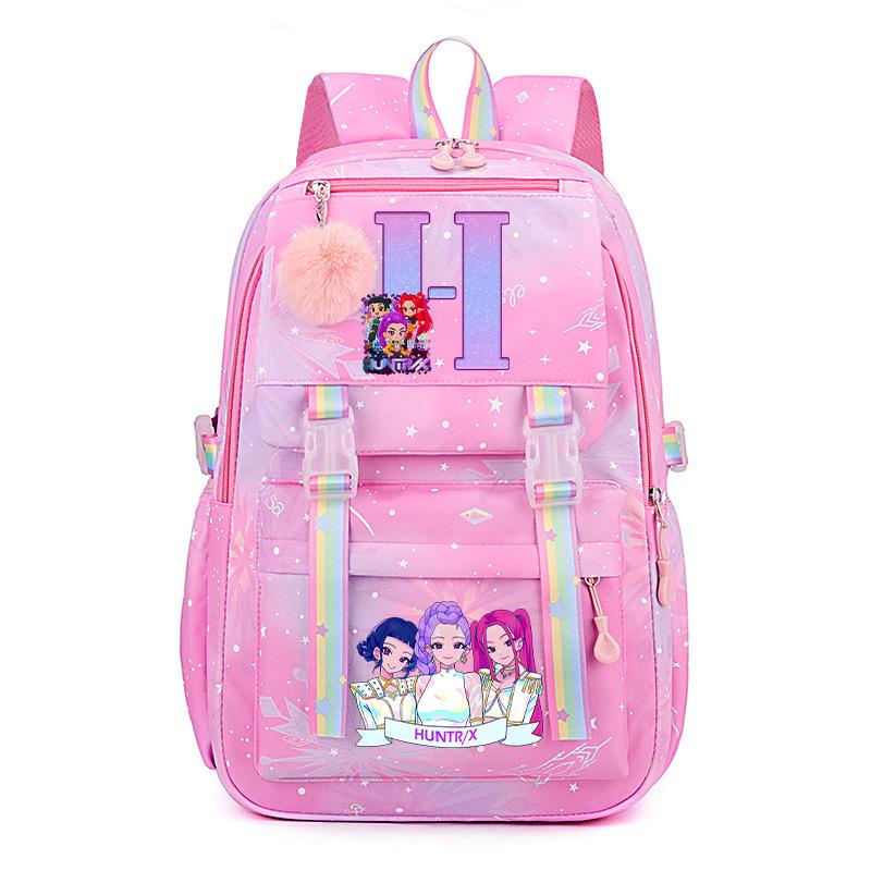 Anime Cartoon Letter Print Small Fresh Rainbow Backpack Korean Version Trend Student Large Capacity Schoolbag
