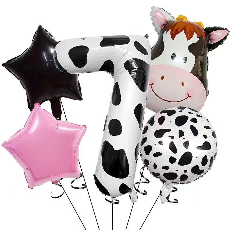 Cattle-themed Digital Balloons Set for Children's Birthday Party Decoration Balloon Set