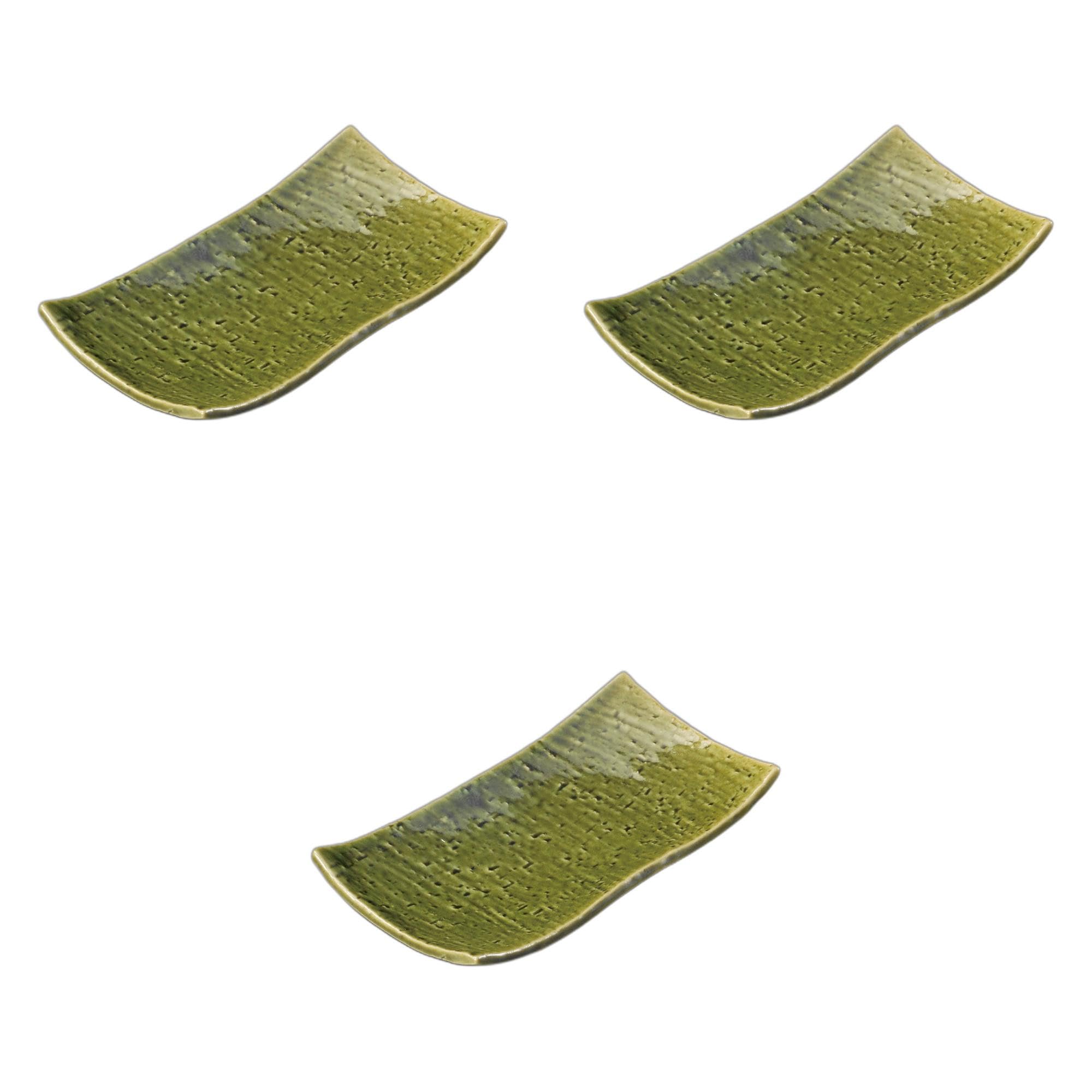 

Set of 3 Oribe Pottery Plates x x Pottery Setomonohonpo [19.5 10.5 3.6 cm] Plates, Ceramic,