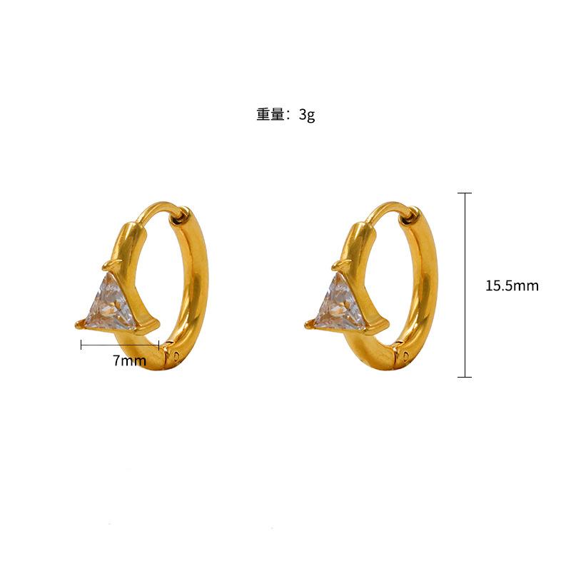 

Stylish And Simple Women S Geometric 316 Material Premium Sense 18K Gold Titanium Steel Rectangular Zircon Earrings