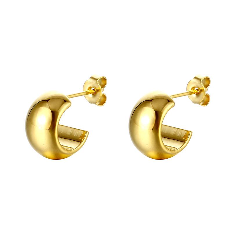 

Минималистичные серьги C-образной формы с золотым покрытием - 2023 Серьги-пусеты из нержавеющей стали, Универсальная мода высокого класса 18K золотой