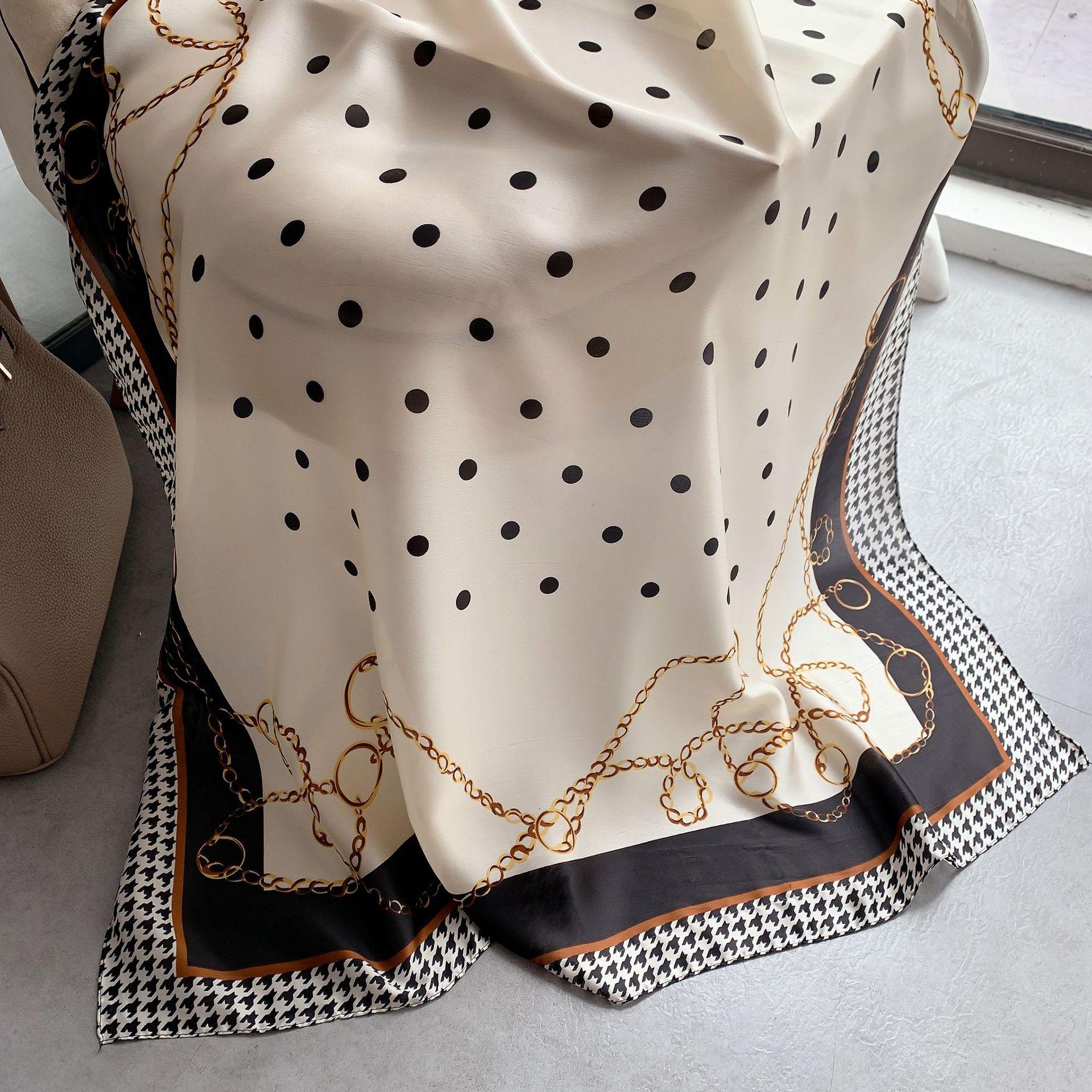 

Высококачественные роскошные шелковые шарфы, повязка на голову, шарфы, шейный шарф для женщин, шелковый шарф с цепочкой, женская декоративная шаль 180-90cm