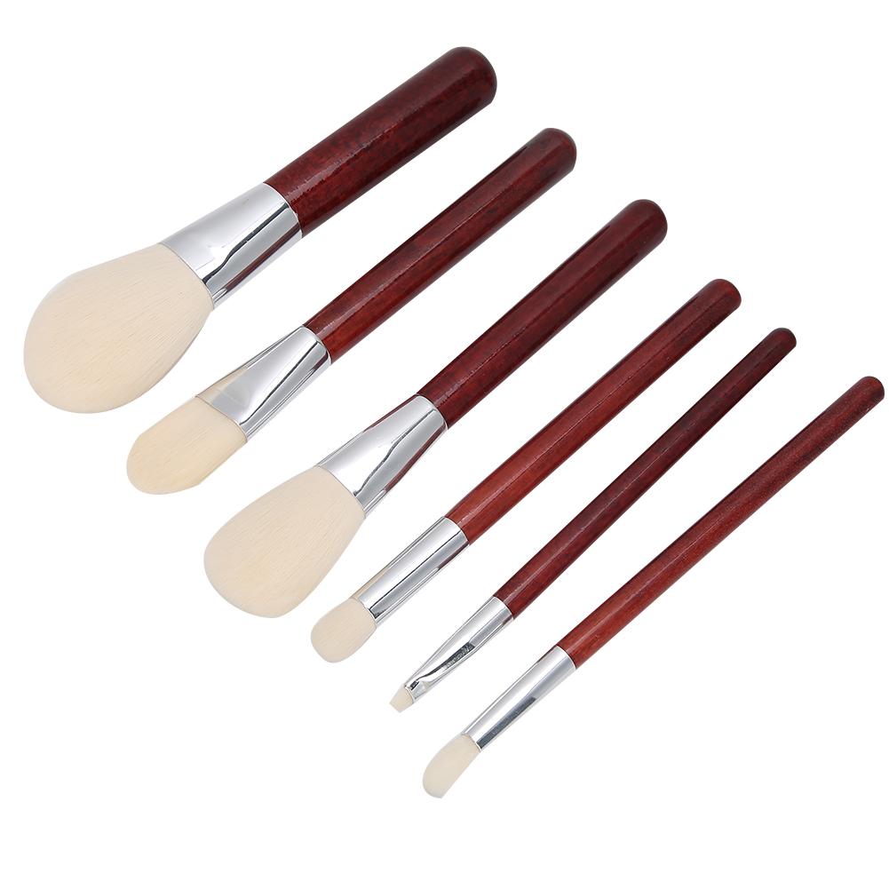 6pcs Portable Eyebrow Blusher Cosmetic Brush Eye Shadow Loose Powder Brush Makeup Tool Set