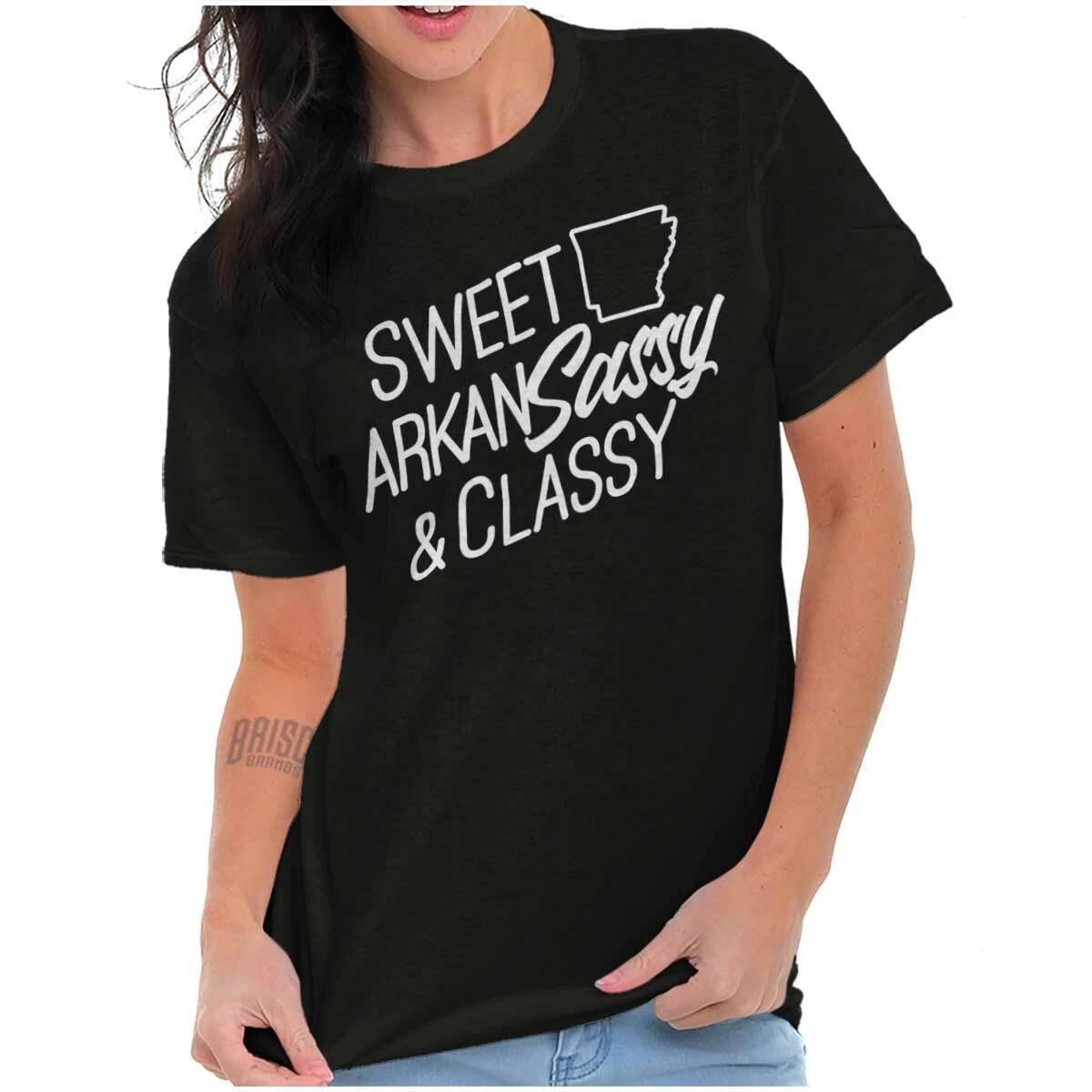 Arkansas Local AR Map Home State Pride Cute Womens Graphic Crewneck T Shirt Tee XL