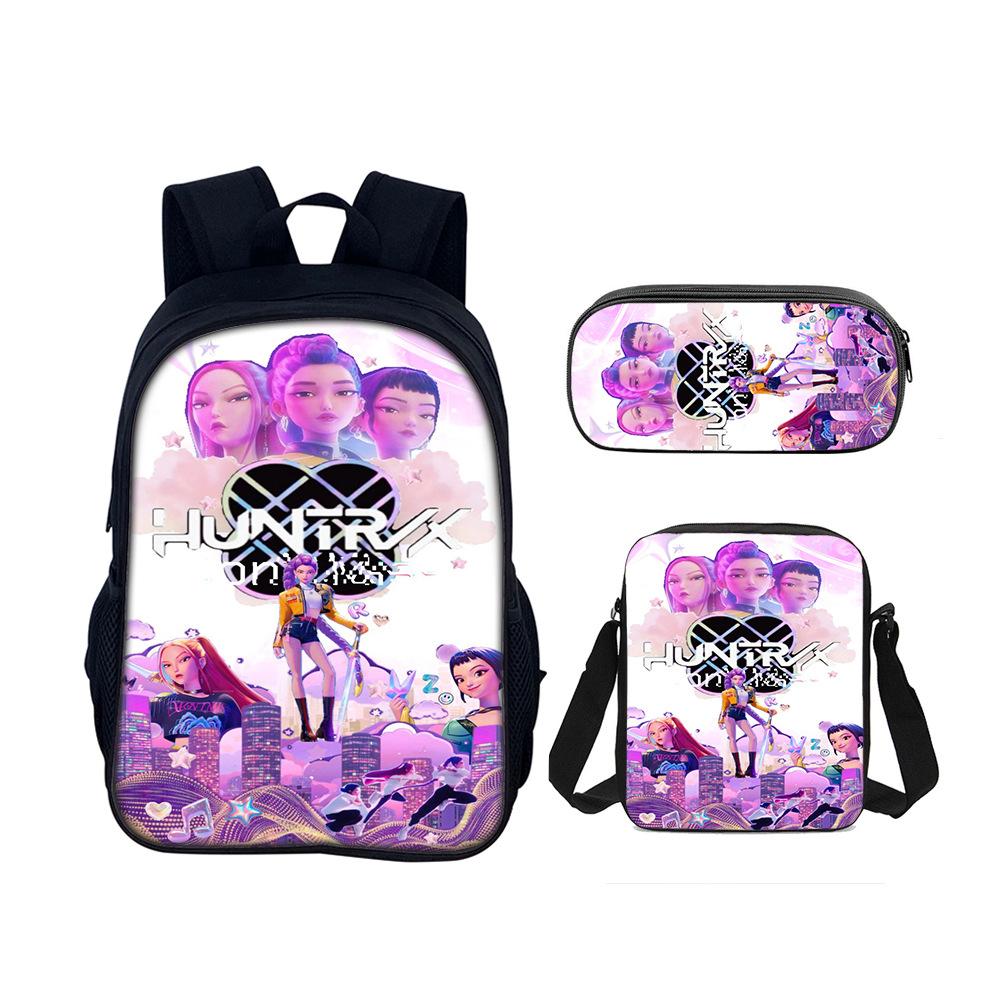 Kpop Demon Hunters Student School Bag Satchel Pencil Case Three-Piece Set Demon Hunters Backpack Set