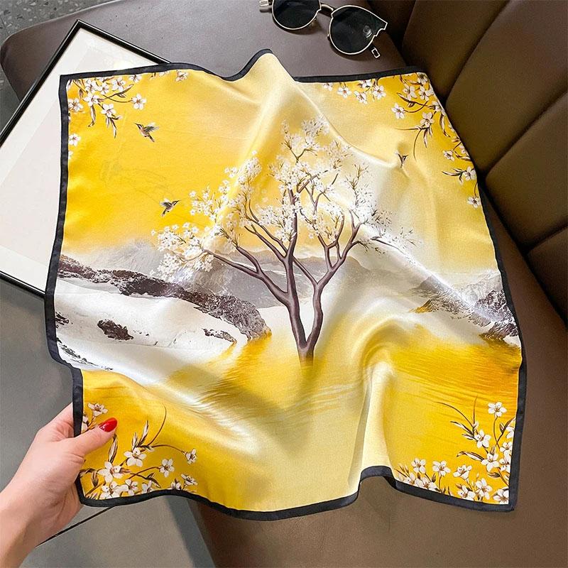 New 100% Natural Real Silk Scarf Fashion Women Summer Beach Small 53*53cm Neck Scarves Shawl Bandana Hijab Pashmina Poncho 2026