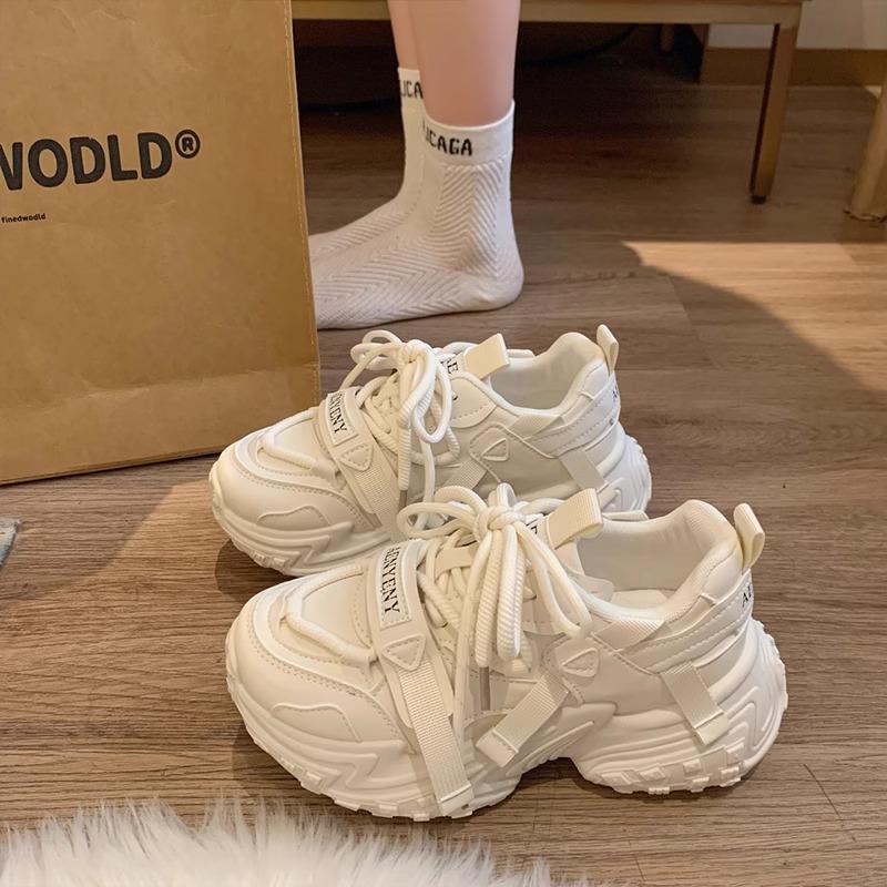 Fried Street platform dad shoes women's small height increase versatile 2025 new spring and autumn popular muffin casual sports shoes