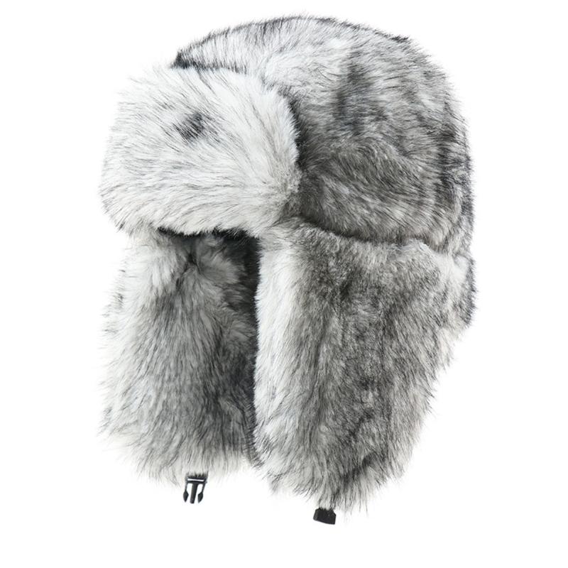 Winddichte Wintermütze mit verlängerter Ohrenabdeckung Verdickte Plüsch-Trapper-Mütze für Damen Herren Outdoor-Sportaktivitäten gray