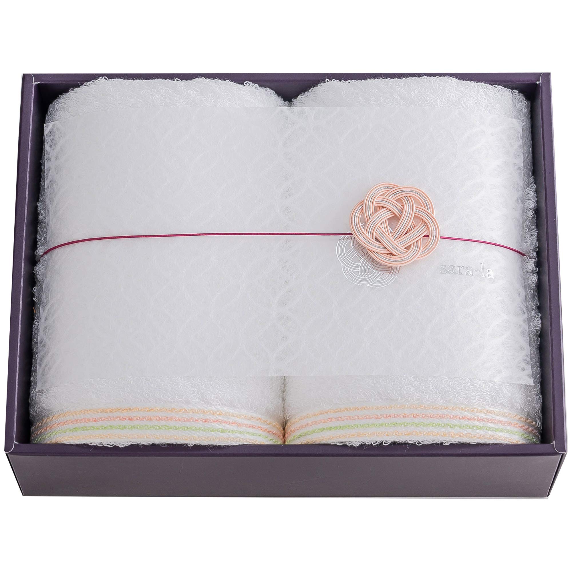 

Imabari Towel Set, Face Towel, Gift, 100% Cotton, Made in Japan, sara-la En (En-) Two-Piece Set, White, Perfect for Gifting