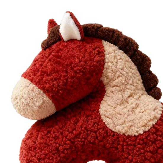 Horse Pillow Red Plush Pony Throw Pillow 18.9 Inch Soft Decorative Cushion for Sofa Bedroom Living Room Year of The Horse Home Decor