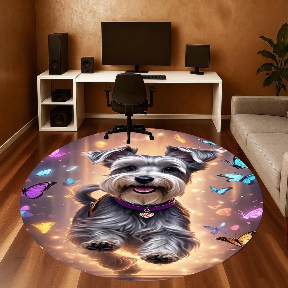 1PC Butterfly, Dog, Fantasy Round Chair mat Area Rug - Non-Slip, Floor Mat for Office, Bedroom, home decor Christmas Gift c0528090