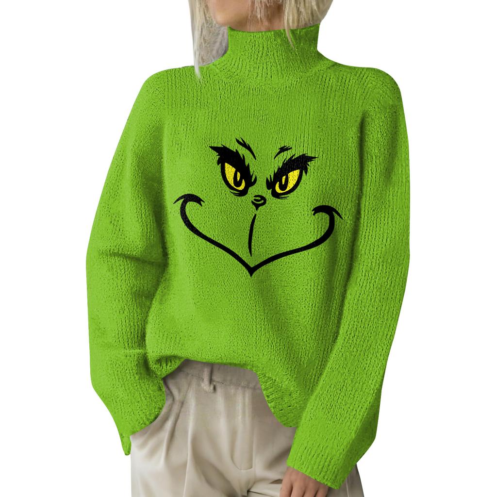 Julegensere for kvinner Strikkegenser Søt skjorte Høst Turtleneck Pullover Topper
