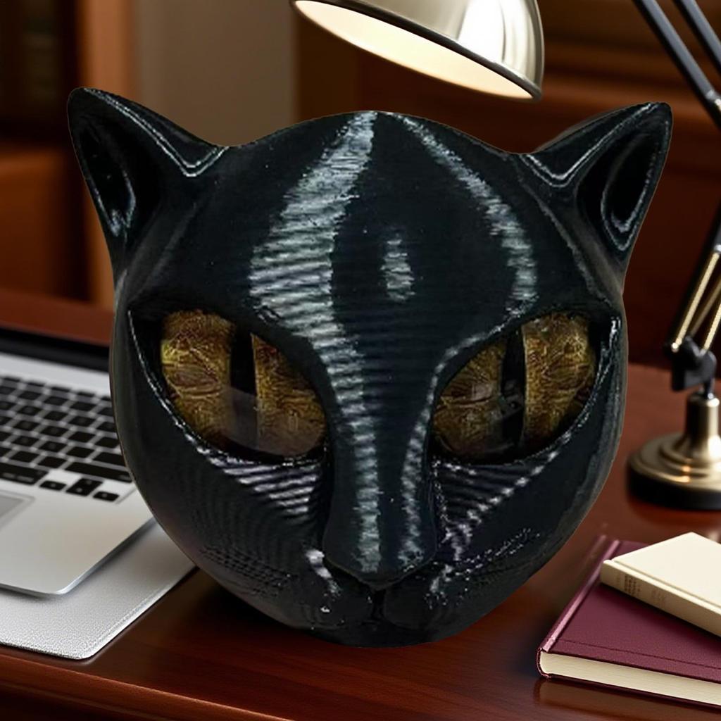 Luxus schwarze Katze Skulptur ABS Katzenkopf Skulptur Dekor Kätzchen Kunstwerk Schreibtischdekorationen Büro Schreibtisch Weihnachts- Halloween-Geschenke