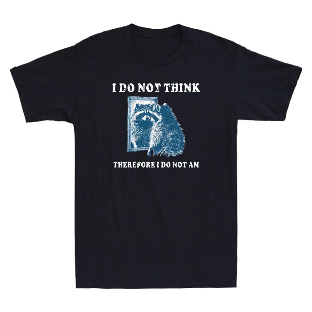 I Do Not Think Therefore I Do Not Am Raccoon Funny Pattern Vintage Men's T-Shirt